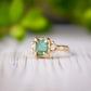 Raw Emerald and diamond engagement ring in Solid Sterling Silver