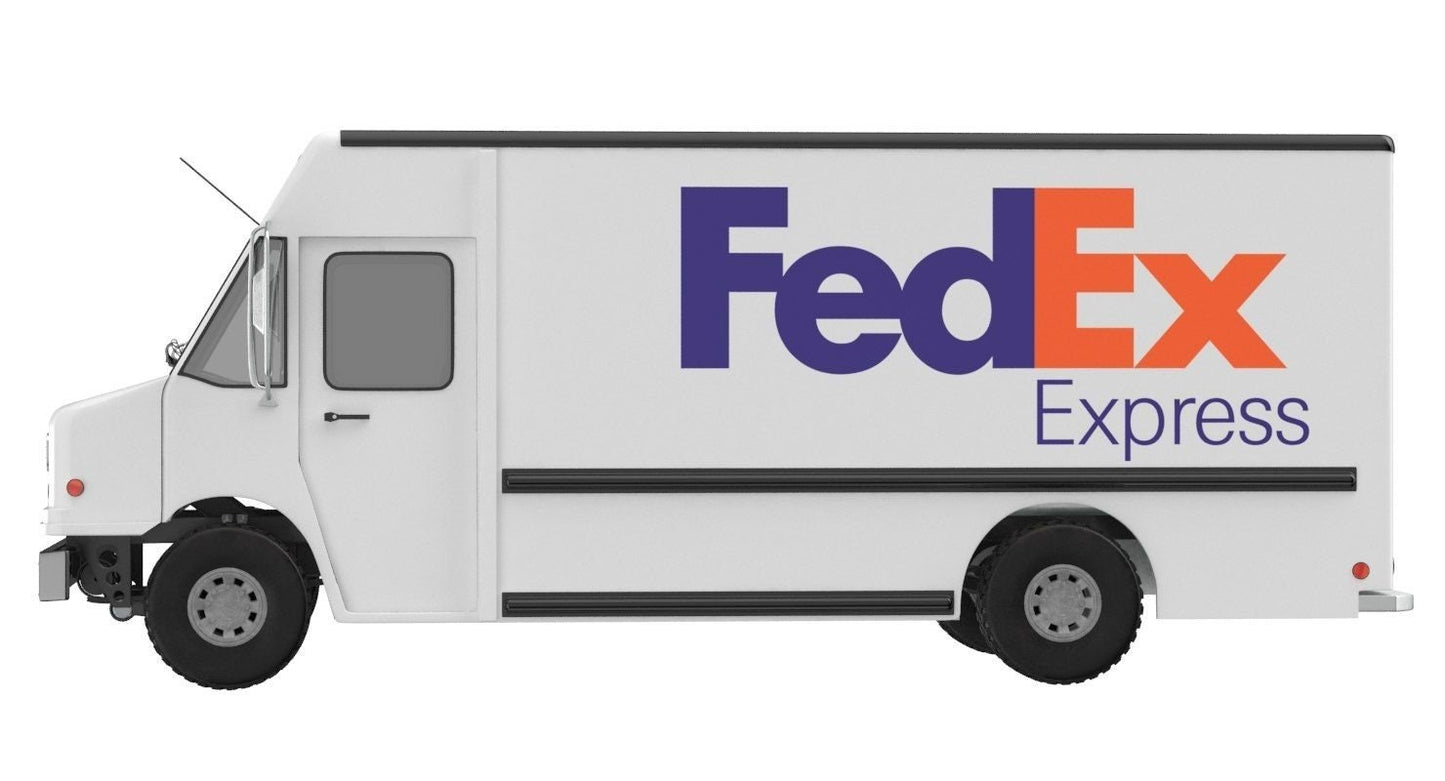 FedEx Express delivery truck for fast shipping in Canada, USA, and international destinations.