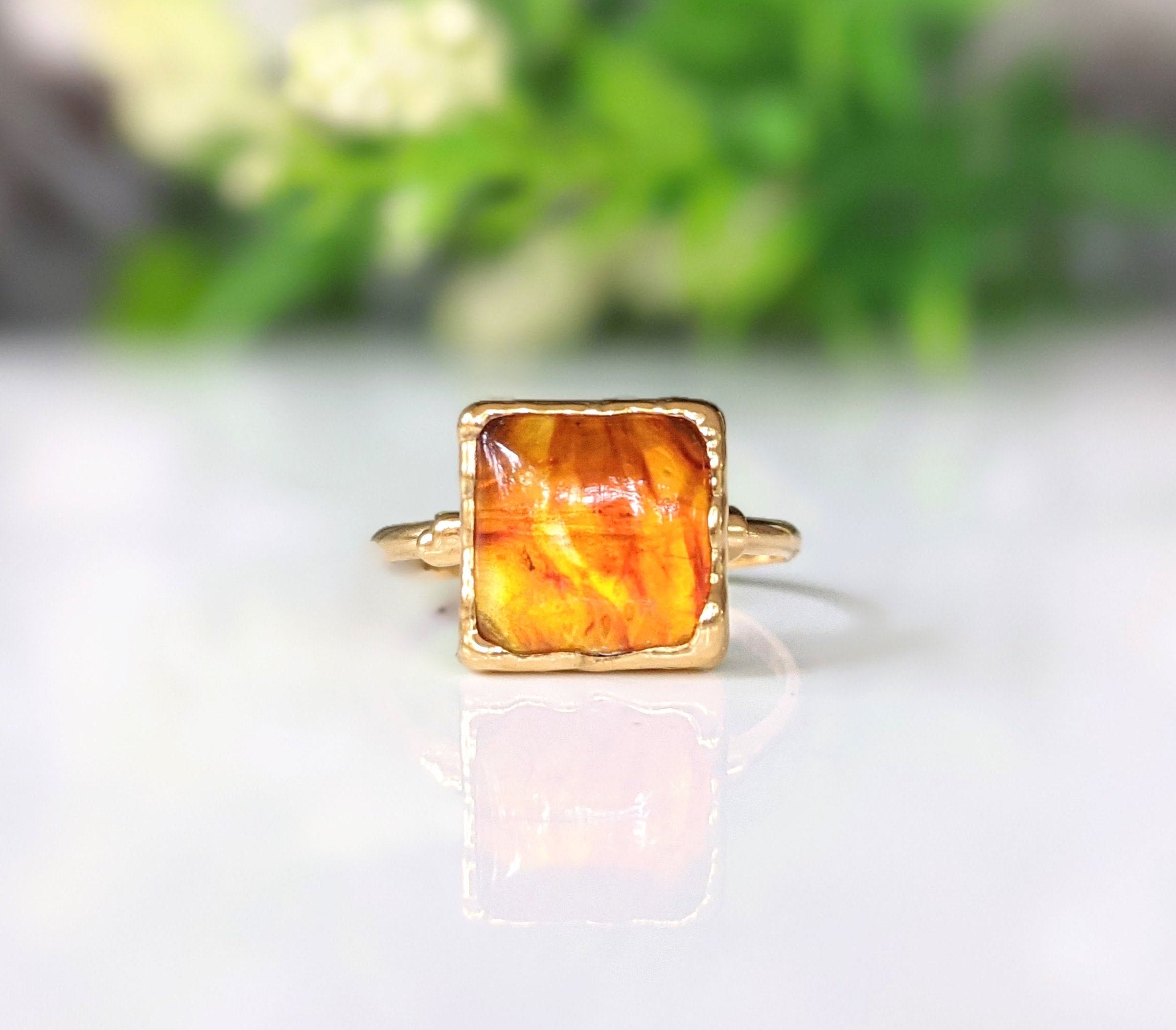 Baltic Amber Gold ring - Main Image