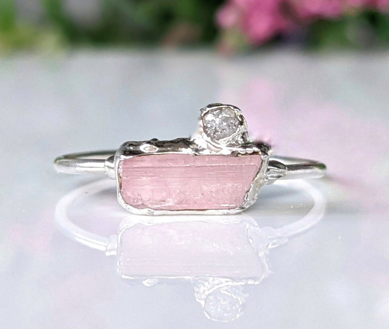 Raw pink shop tourmaline ring