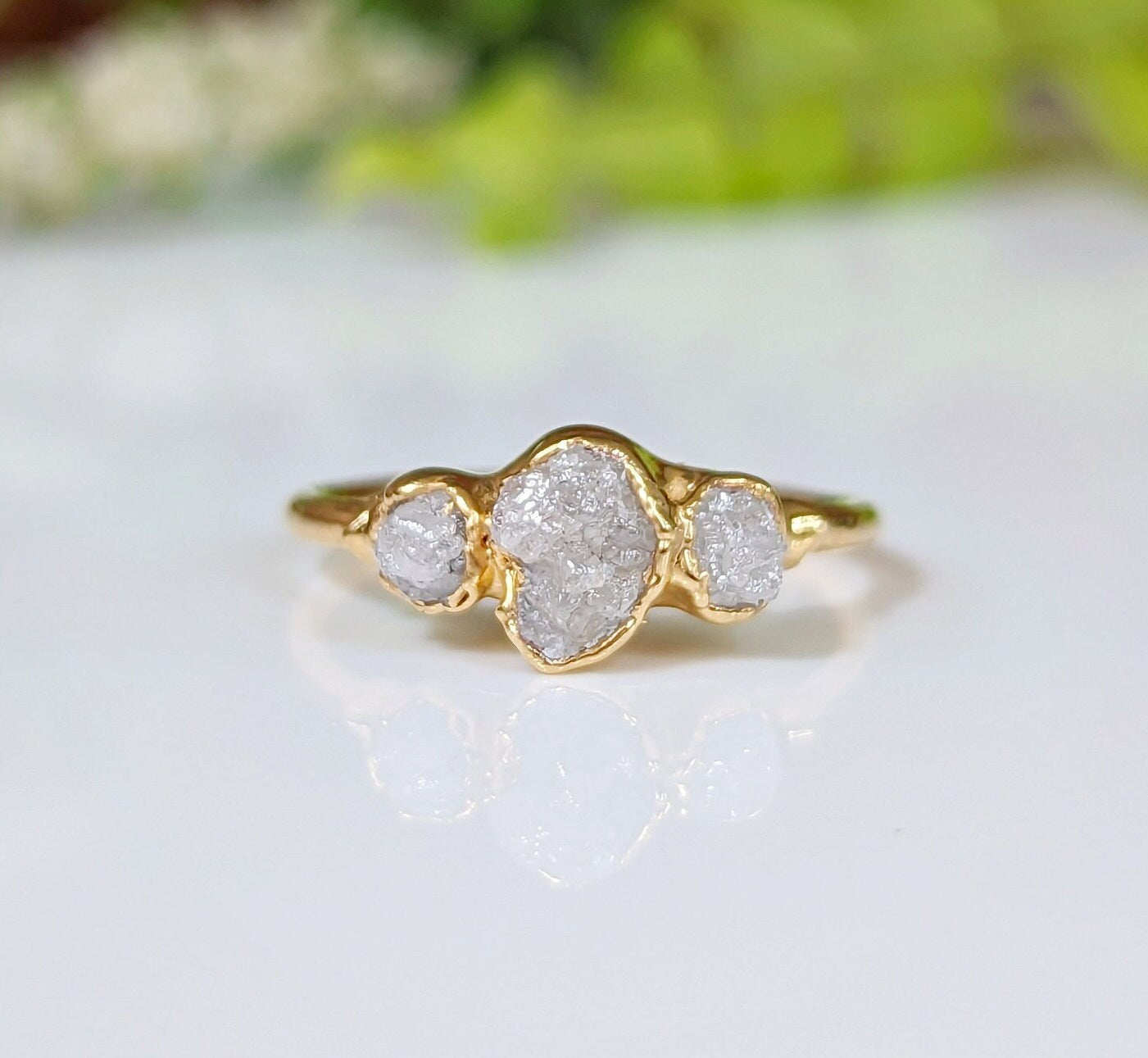 Unique Engagement Ring, 18K Gold Ring, Simple Diamond Ring, Made