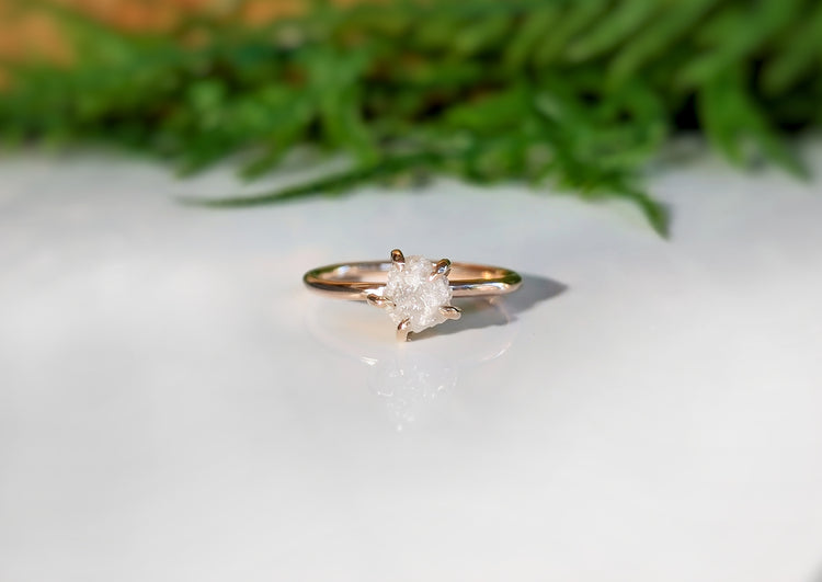Raw Diamond Hexagon Triangle Diamond, Salt and Pepper, Unique Engagement  Ring, Rose Cut Geometric Diamond Ring,