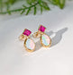Ruby And Opal Earrings - 14k Gold Birthstone Studs