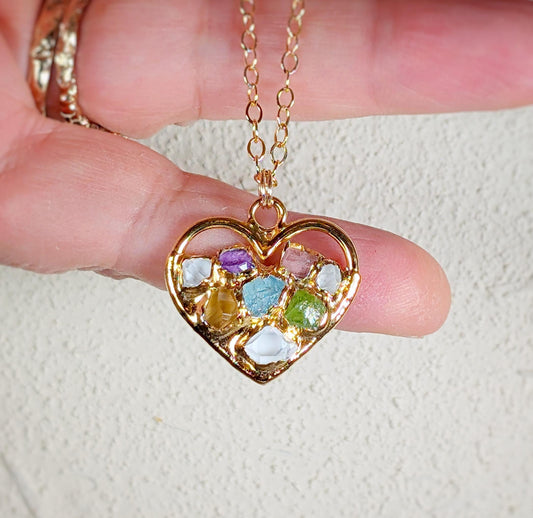 Heart shape Custom Family Birthstone necklace