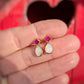 Ruby And Opal Earrings - 14k Gold Birthstone Studs