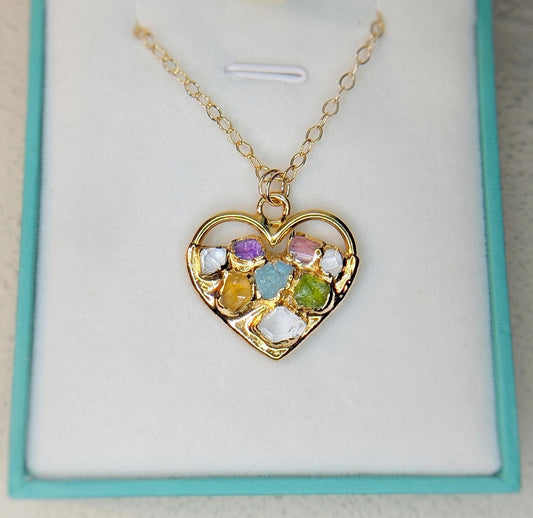 Heart shape Custom Family Birthstone necklace