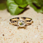 Gold Moissanite textured engagement ring featuring an 8mm cushion cut gemstone, beautifully set in solid 14k gold.