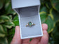 Raw green Sapphire & Herkimer diamond engagement ring