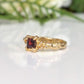 Square Red Garnet set on a Molten Gold textured band