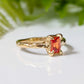 Orange Sapphire textured ring in Solid 14k Gold