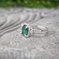 Raw mint green Emerald and diamonds set on Molten Silver prong setting