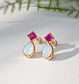Ruby And Opal Earrings - 14k Gold Birthstone Studs
