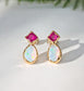 Ruby And Opal Earrings - 14k Gold Birthstone Studs