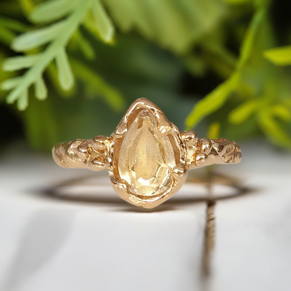 Citrine ring in Solid 14k Gold - Moondrop Creations