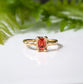 Orange Sapphire textured ring in Solid 14k Gold