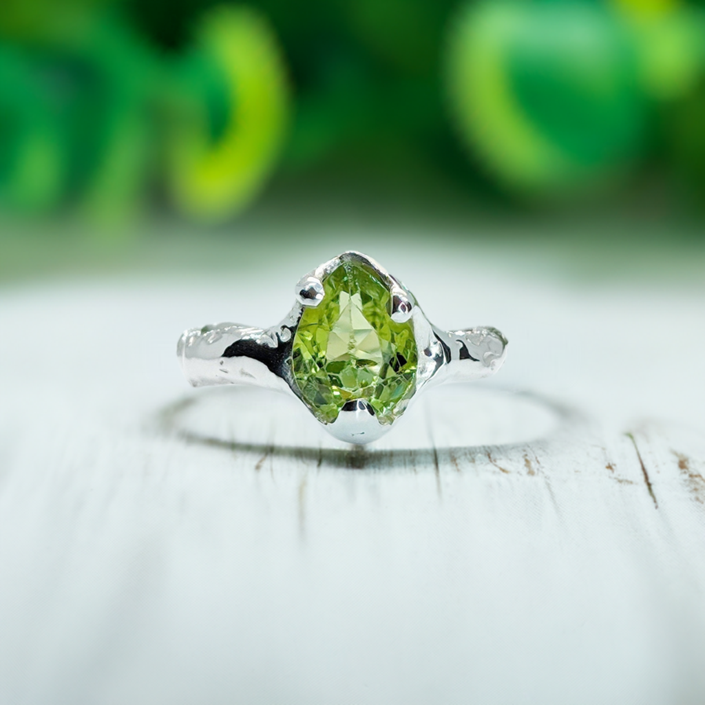 Peridot Silver ring in Solid Sterling Silver
