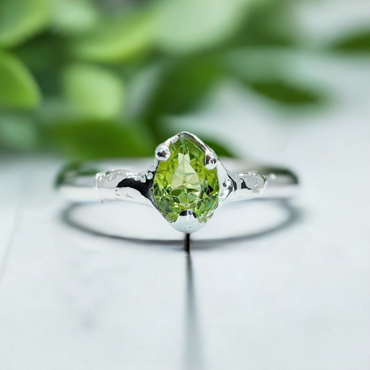 Peridot Silver ring in Solid Sterling Silver