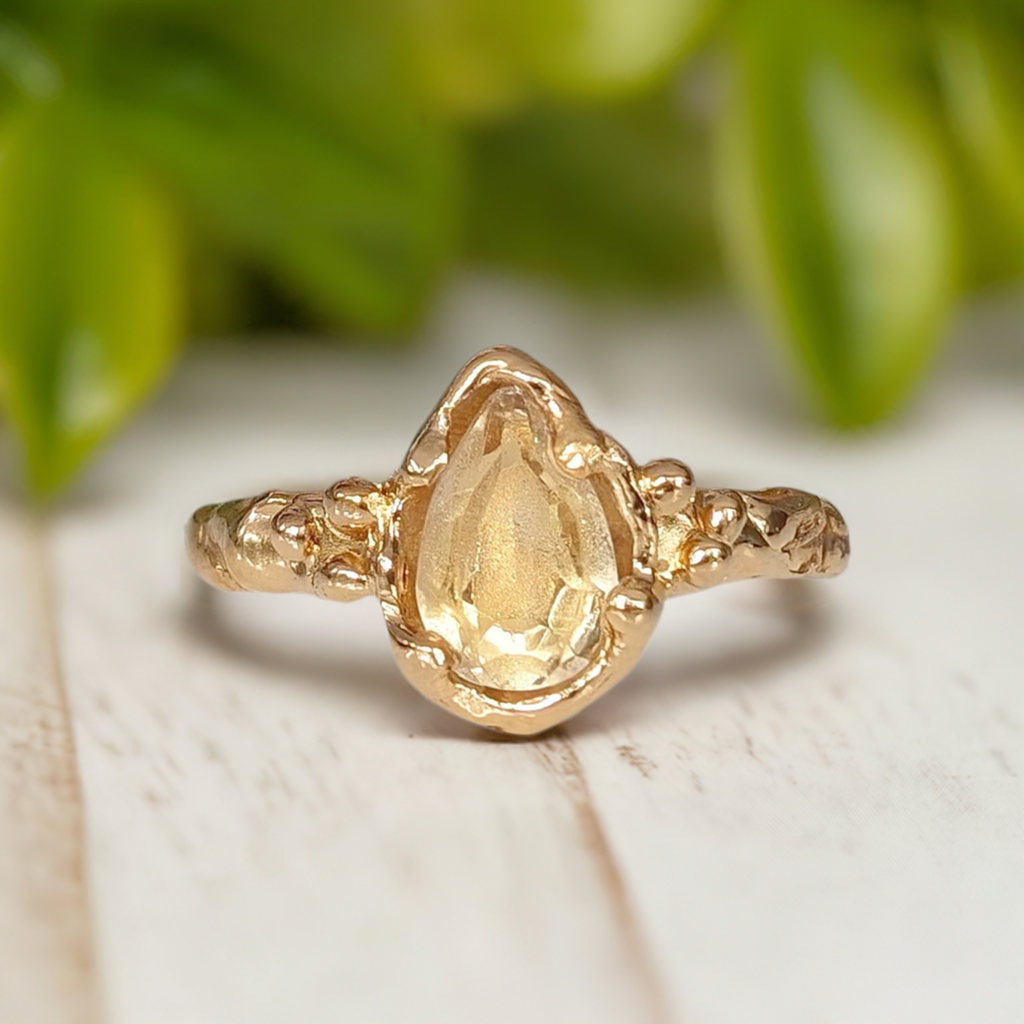 Citrine ring in Solid 14k Gold - Moondrop Creations