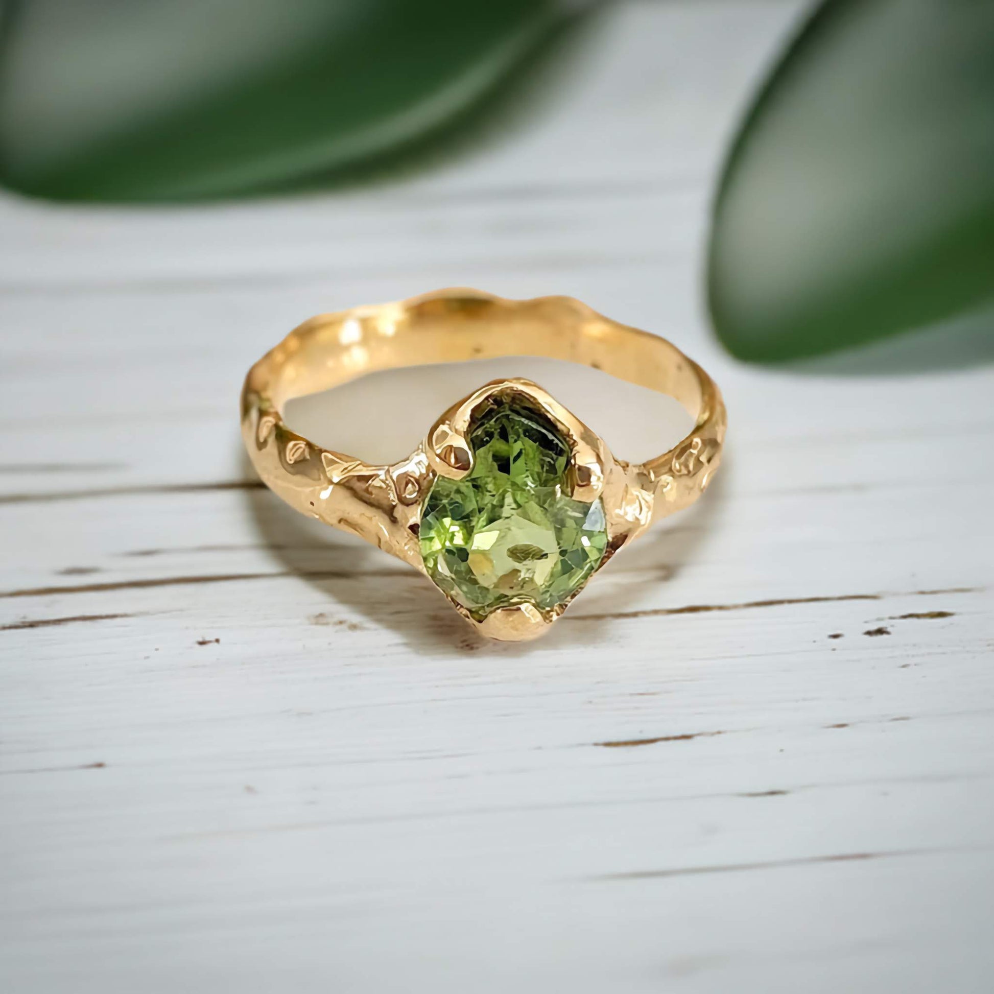 Peridot ring in Solid 14k Gold - Main Image