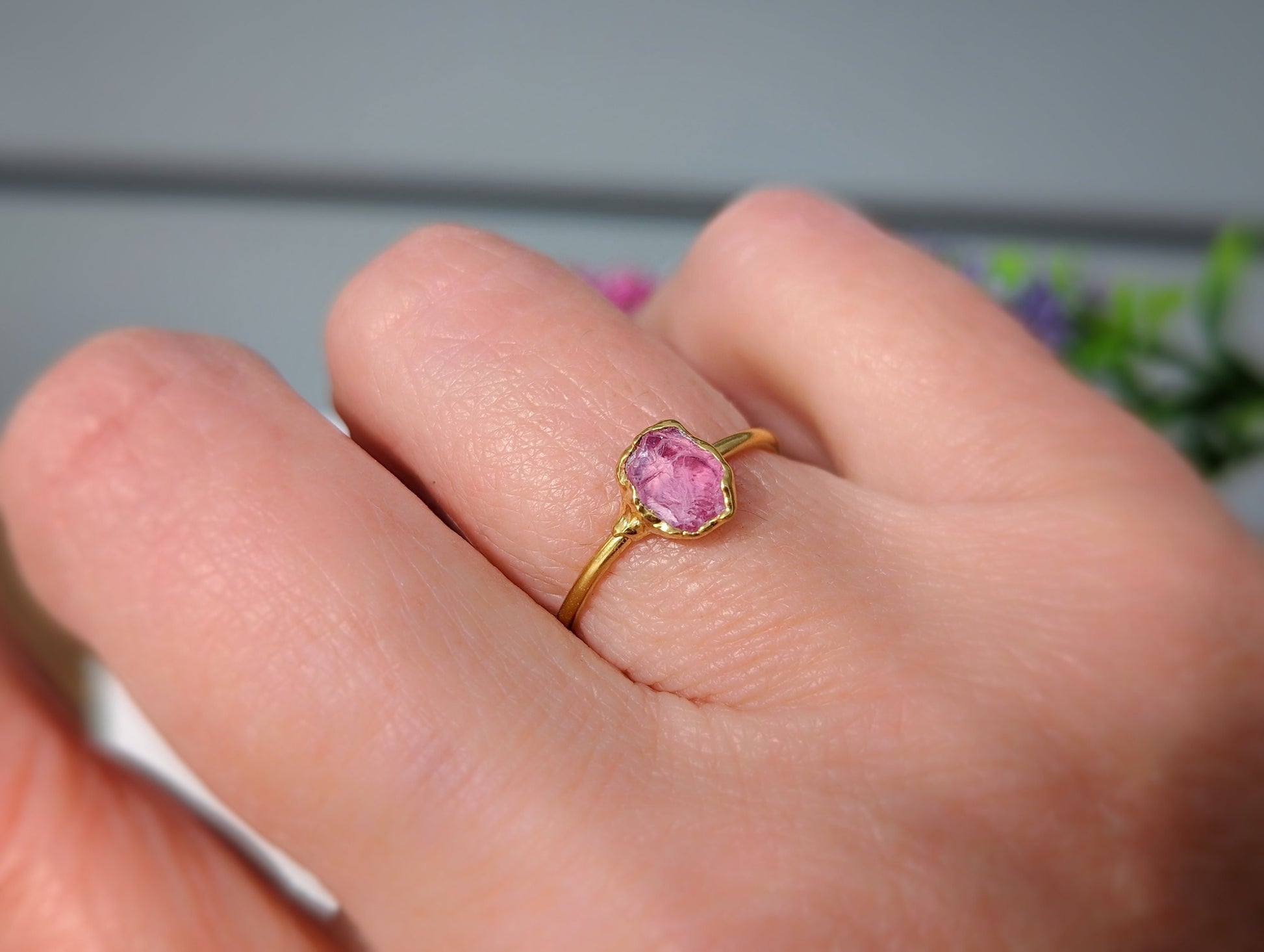 Raw Pink Spinel ring - Moondrop Creations