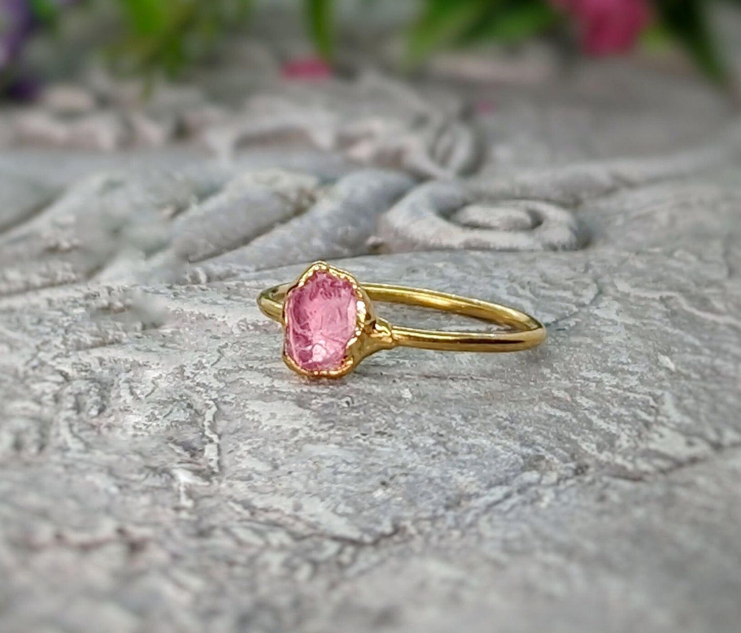 Raw Pink Spinel ring