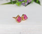 Raw Pink Spinel stud earrings in unique 18k Gold setting