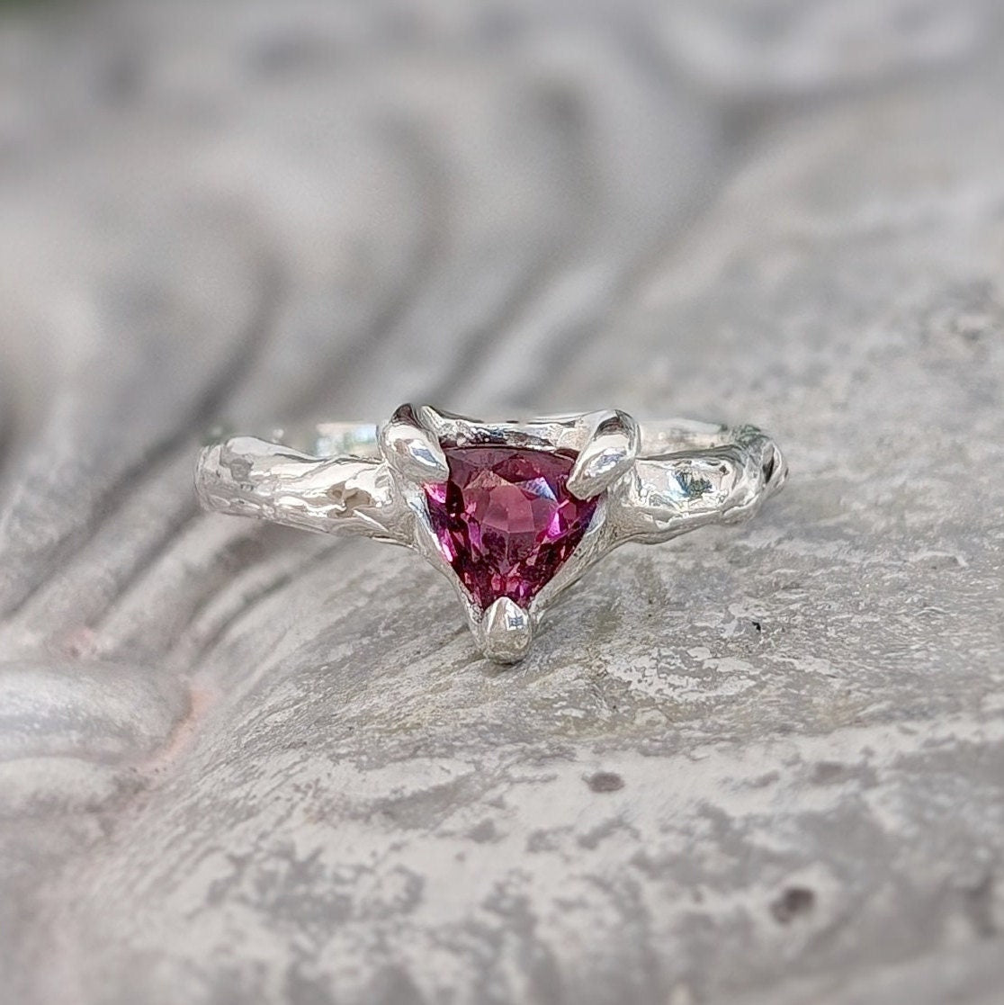 Natural Rubellite Tourmaline Silver ring - Moondrop Creations