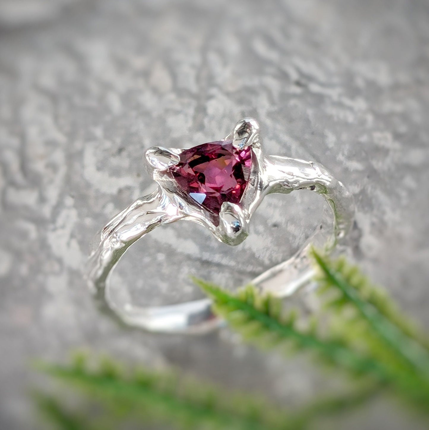 Natural Rubellite Tourmaline Silver ring - Moondrop Creations