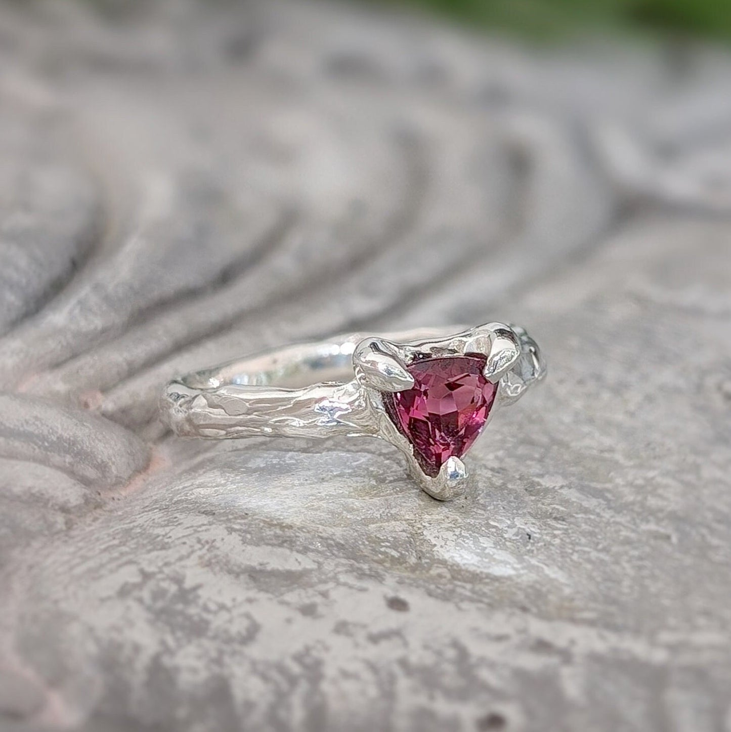 Natural Rubellite Tourmaline Silver ring - Moondrop Creations