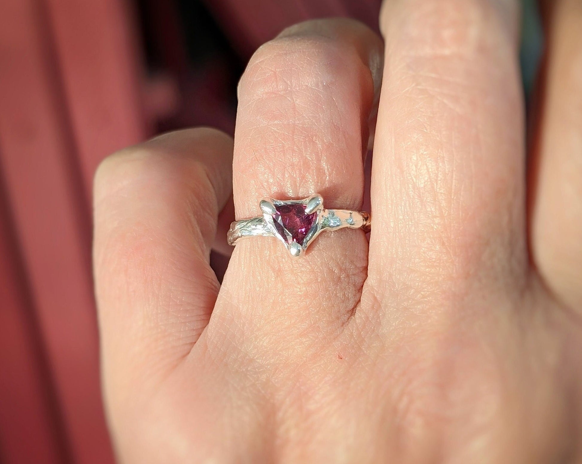 Natural Rubellite Tourmaline Silver ring - Moondrop Creations