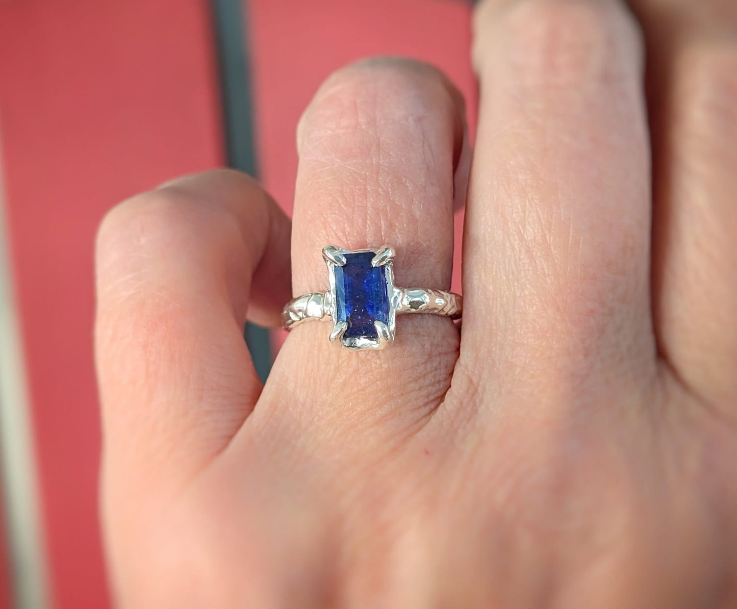 Blue Sapphire ring in Solid Sterling Silver