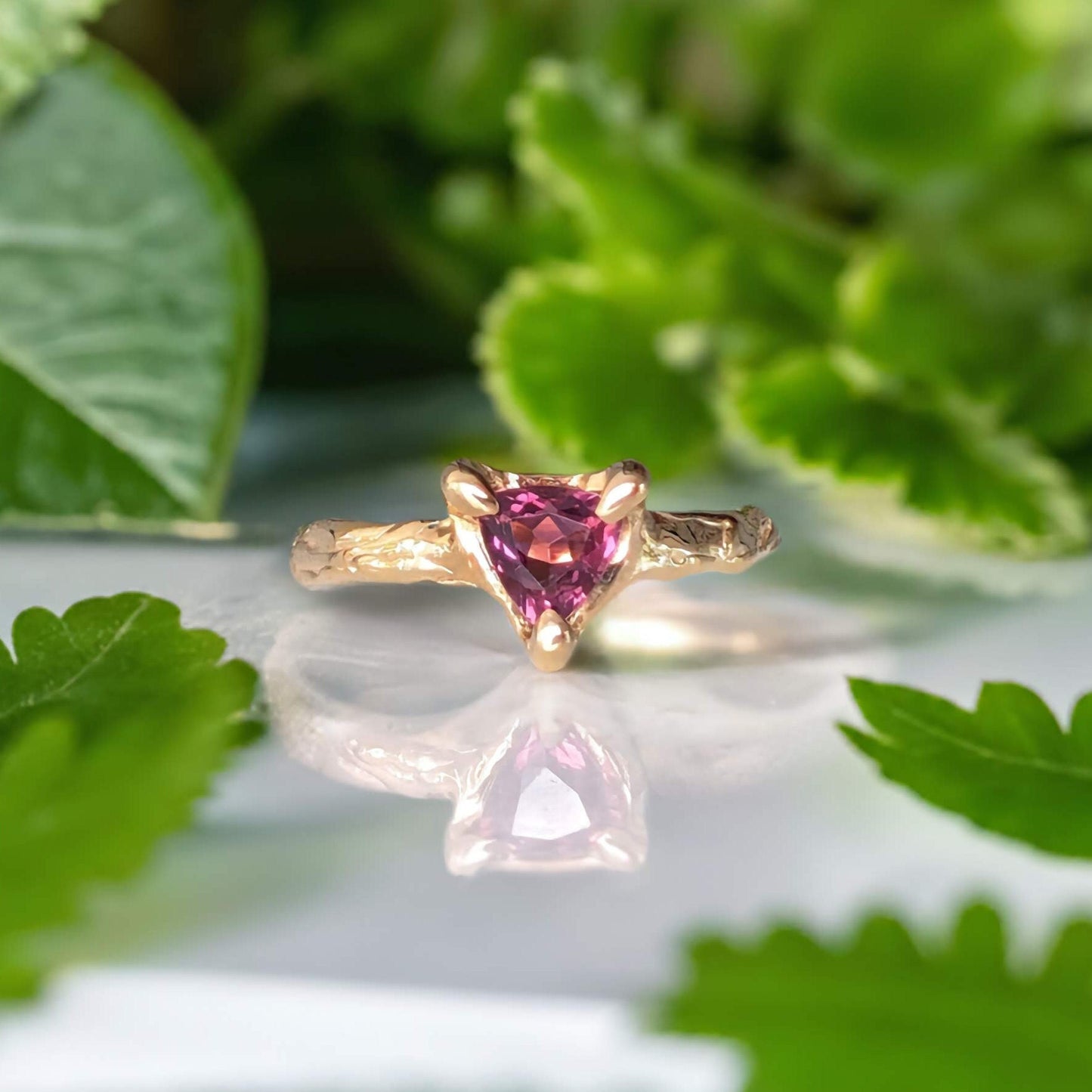 Natural Rubellite Tourmaline Silver ring - Moondrop Creations