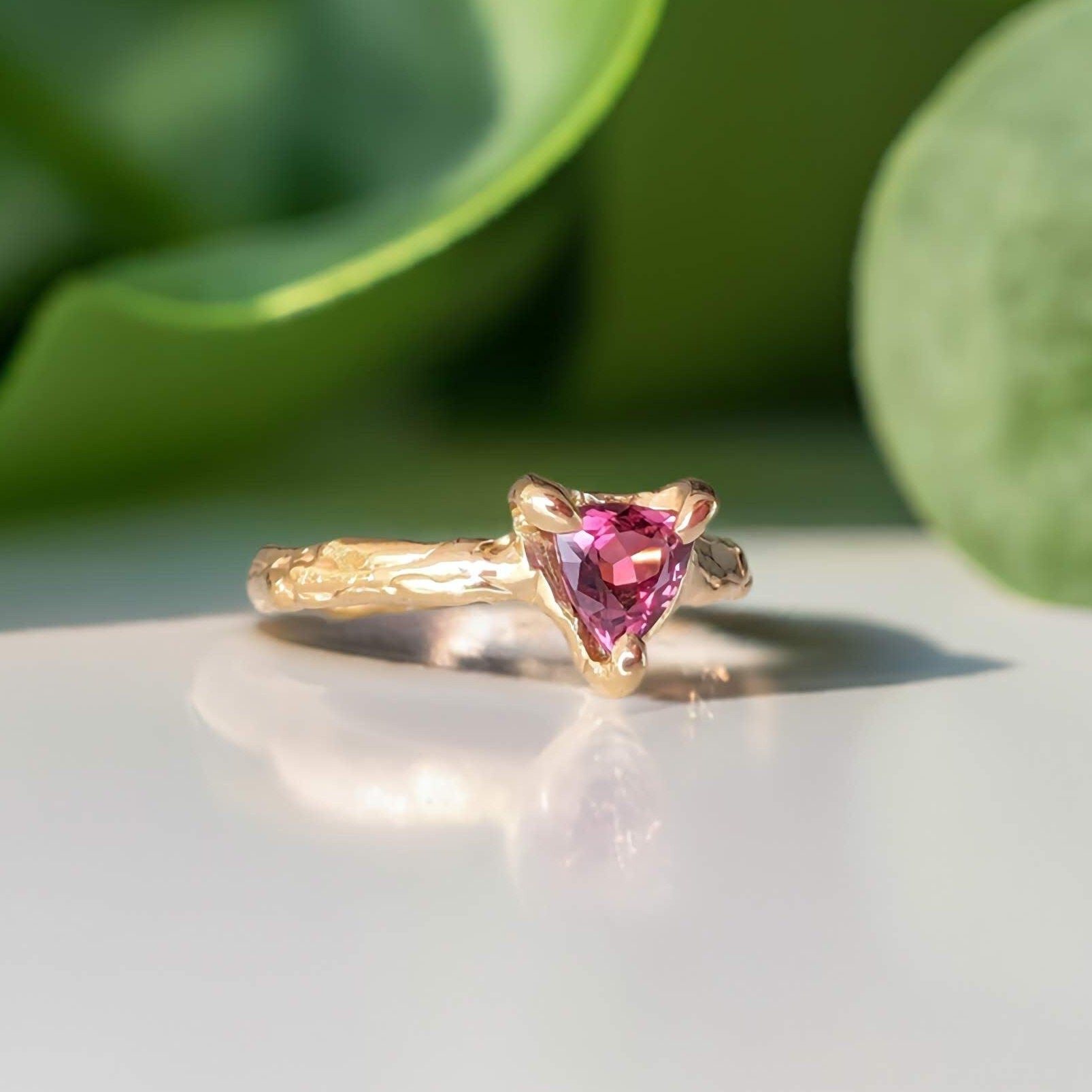 Natural Rubellite Tourmaline Silver ring - Moondrop Creations