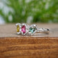 Natural Multi Tourmaline Silver ring - Moondrop Creations