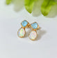 Raw Aquamarine and Opal stud earrings