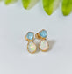 Raw Aquamarine and Opal stud earrings