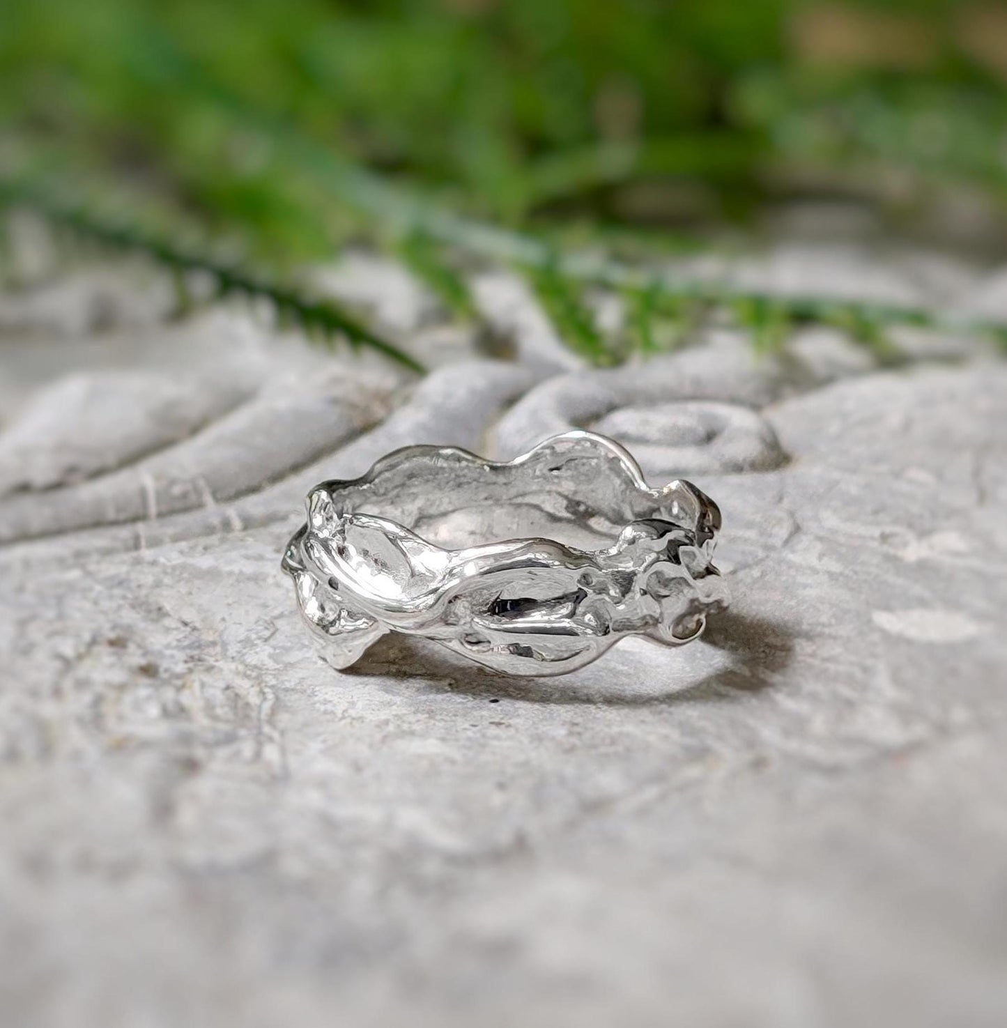 Sterling Silver Molten Textured ring - Moondrop Creations