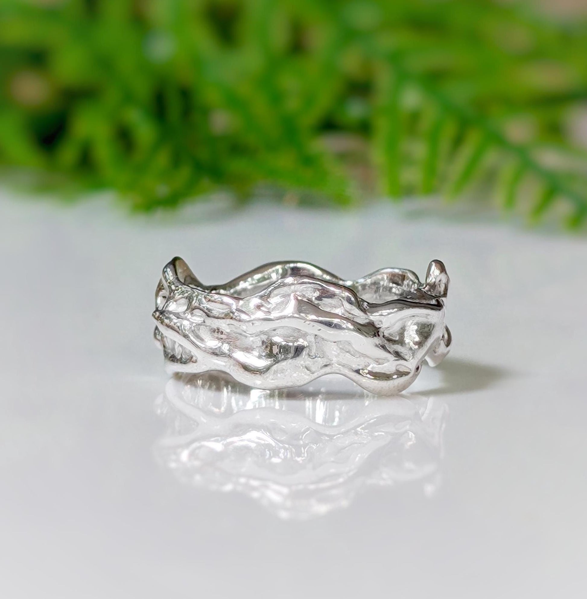 Sterling Silver Molten Textured ring - Moondrop Creations