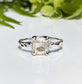 Gold Moissanite textured ring ~ Moissanite engagement ring - Moondrop Creations