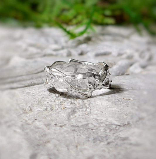 Sterling Silver Molten Textured ring - Moondrop Creations