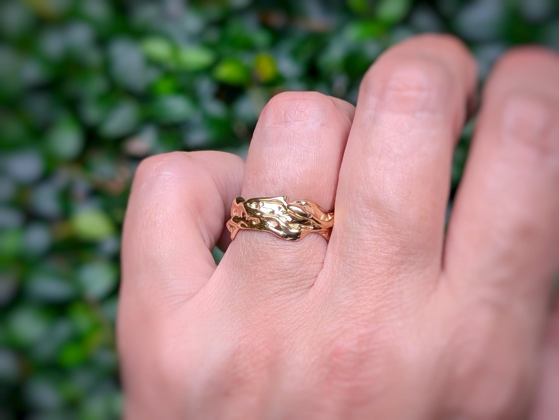 Textured Molten Gold Wedding Ring - Main Image