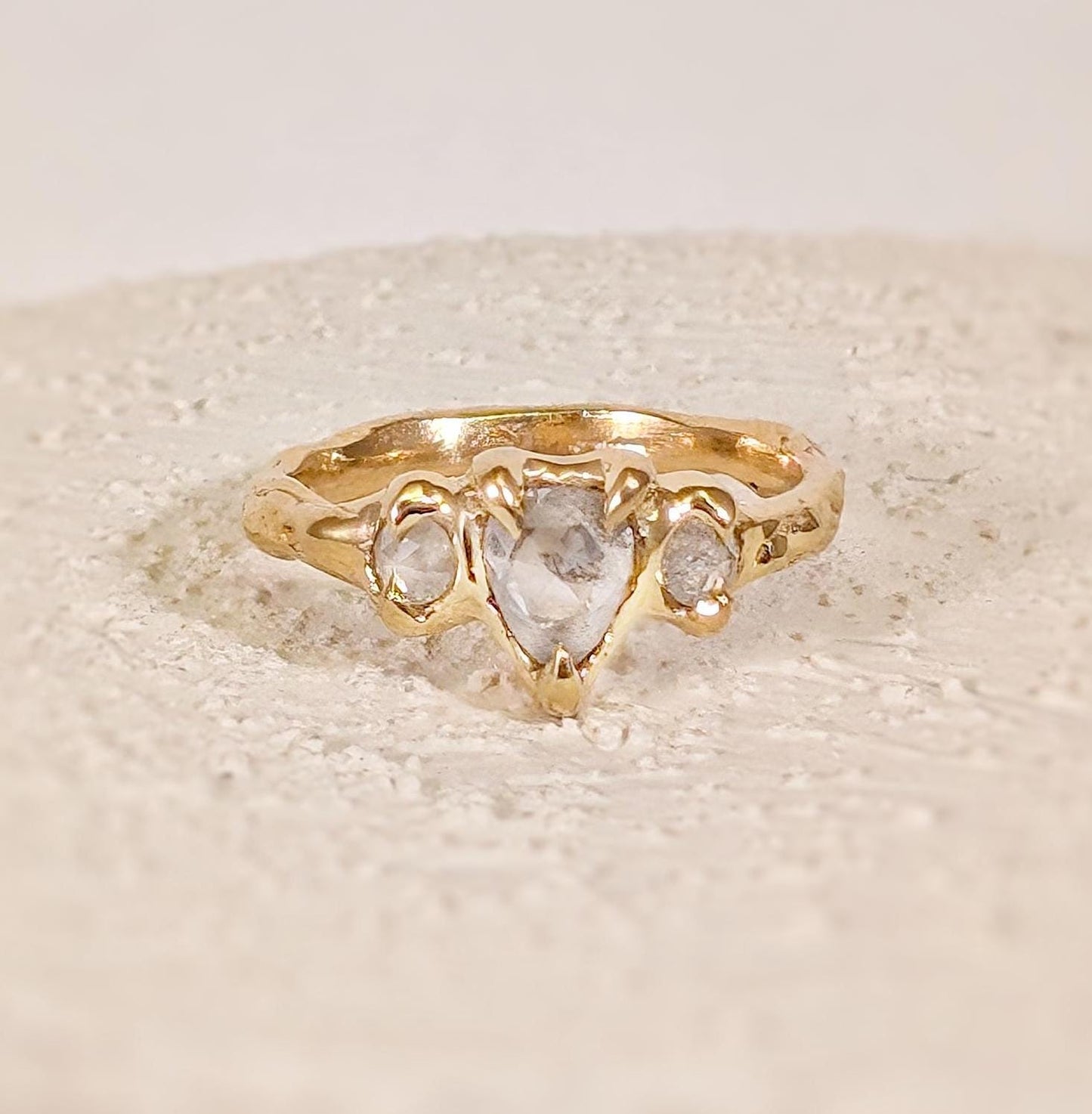 Rustic Gold diamond engagement ring