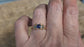 Blue Sapphire and Tourmaline engagement ring in Solid 14k Gold