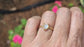 Rainbow Moonstone textured ring in Solid 14k Gold