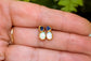 Raw Sapphire and Opal stud earrings