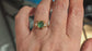 Raw Emerald and diamond engagement ring in Solid 14k Gold