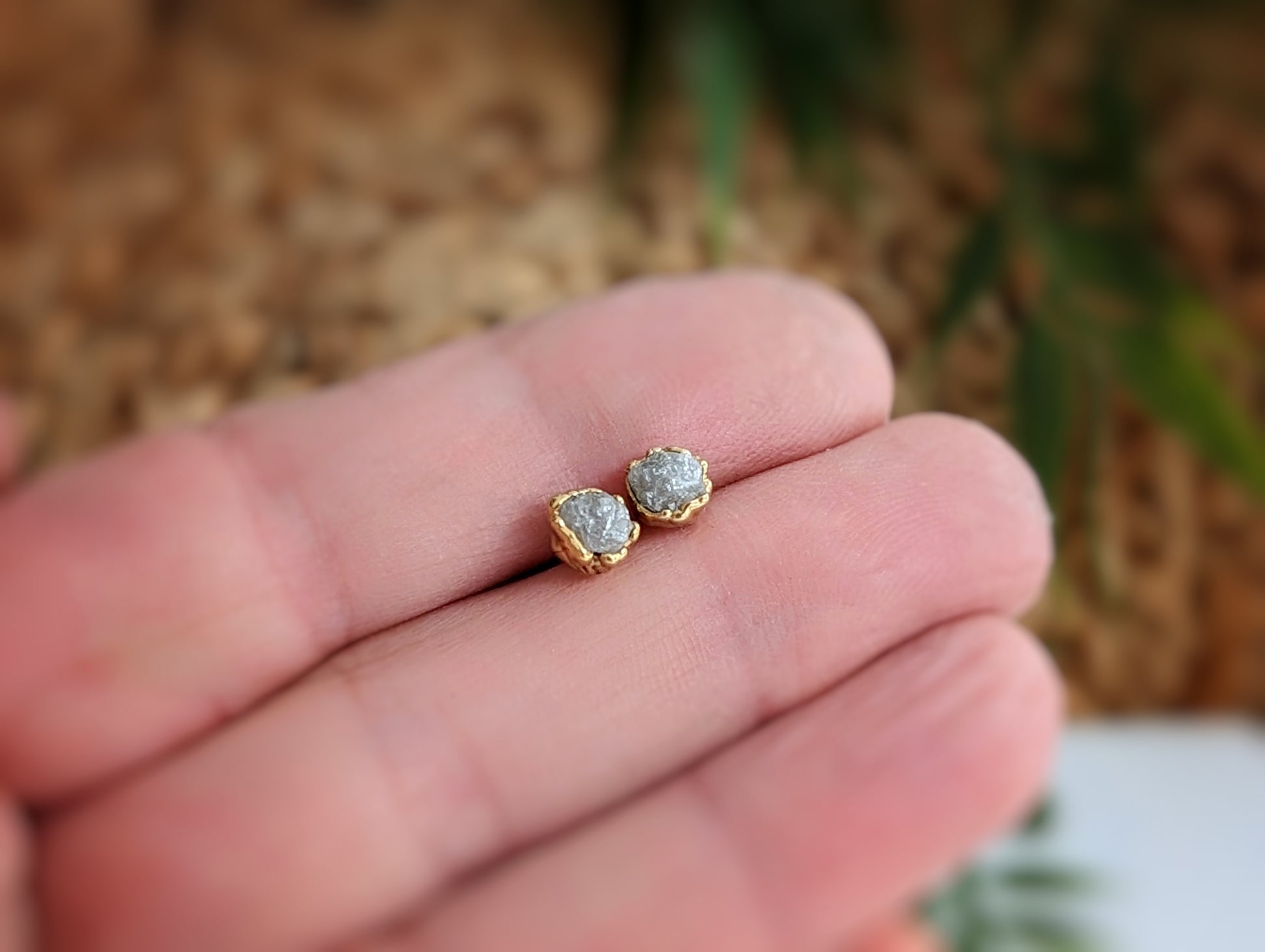 Raw uncut diamond earrings Clearance