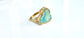 Raw Aqua Blue Peruvian Opal ring uniquely set in 18k Gold