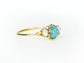 Raw Aquamarine & Herkimer diamond ring