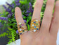 Raw gemstone beaded rings uniquely set in Fine 99.9 Silver and 18k Gold
